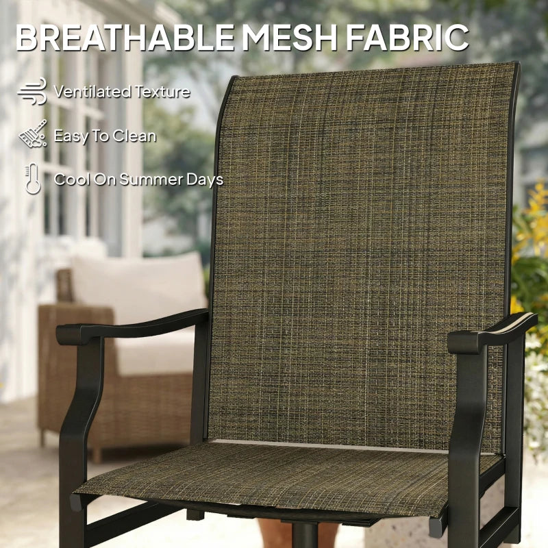 Patio Swivel Chair Set of 2, Swivel Rocker Outdoor Chairs with High Back, for Lawn Garden Backyard Deck, Brown