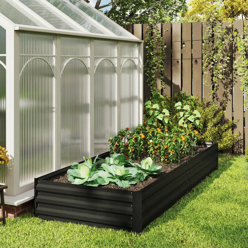 95" x 36" x 12" Galvanized Raised Garden Bed, Metal Elevated Planter Box for Growing Flowers, Herbs, Succulents, Black
