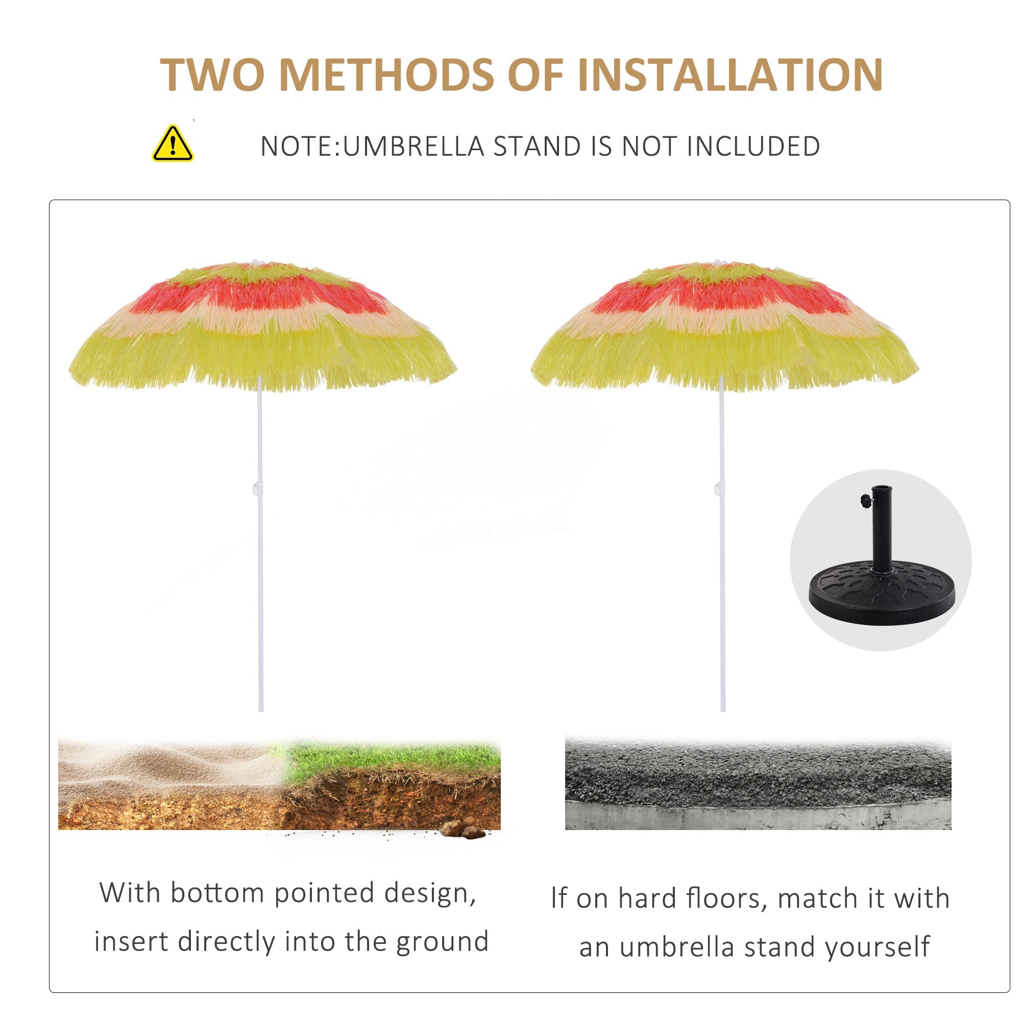 Outsunny 6FT Beach Umbrella Tilt Sunshade Outdoor Market Patio Yard Crank Deck Sun Shade Multi-color