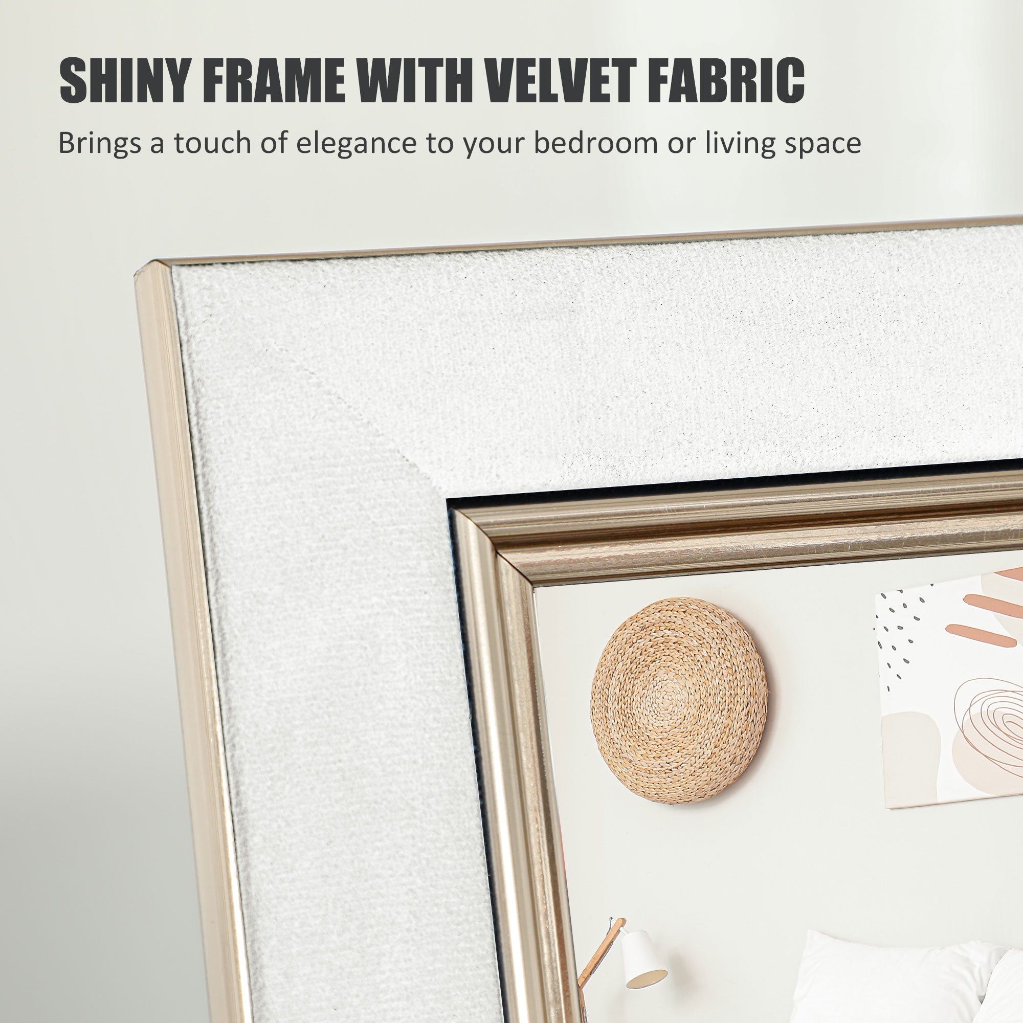 HOMCOM Floor Standing Mirror, Full Body Mirror, Free Standing, Leaning or Wall Mirror with Frame for Bedroom, White