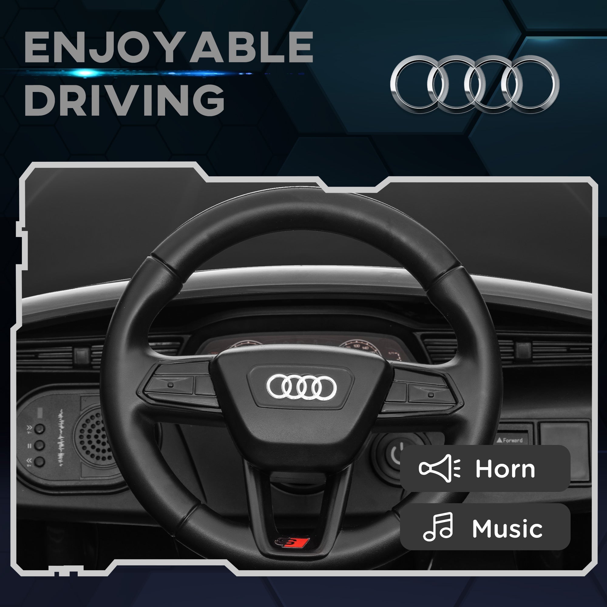 Qaba 12V Battery Powered Kids Electric Car, Audi Q8 etron Sportback Licensed Ride on Car w/ Remote Control, Black