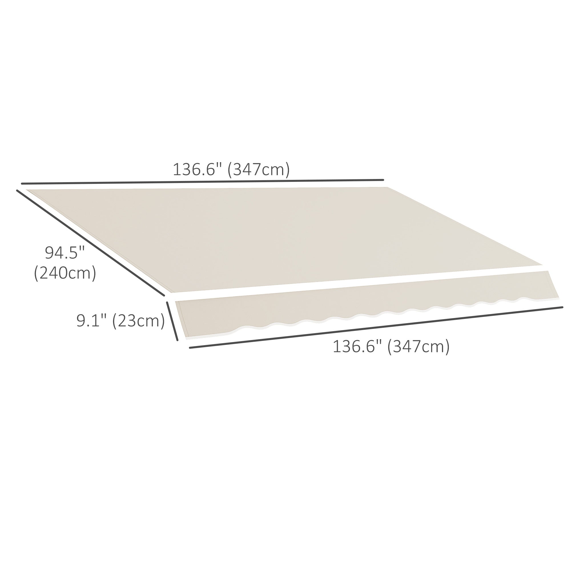 Outsunny Retractable Awning Canopy: 11'x8' Cream White Fabric Replacement for Outdoor UV Blocking Sunshade