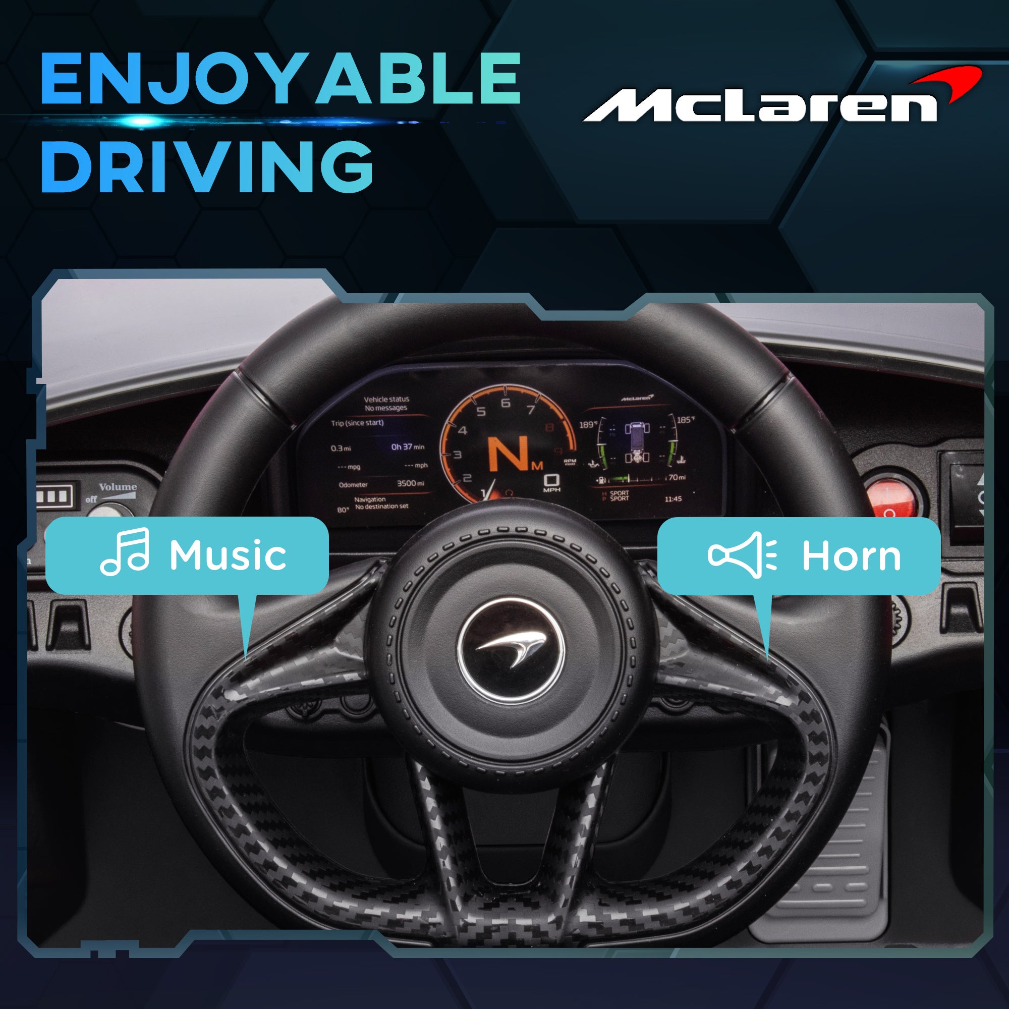 Qaba McLaren 765LT Licensed 12V Kids Electric Car w/ Scissor Doors, Training Wheels, Remote, Slow Start, Music Horn Black