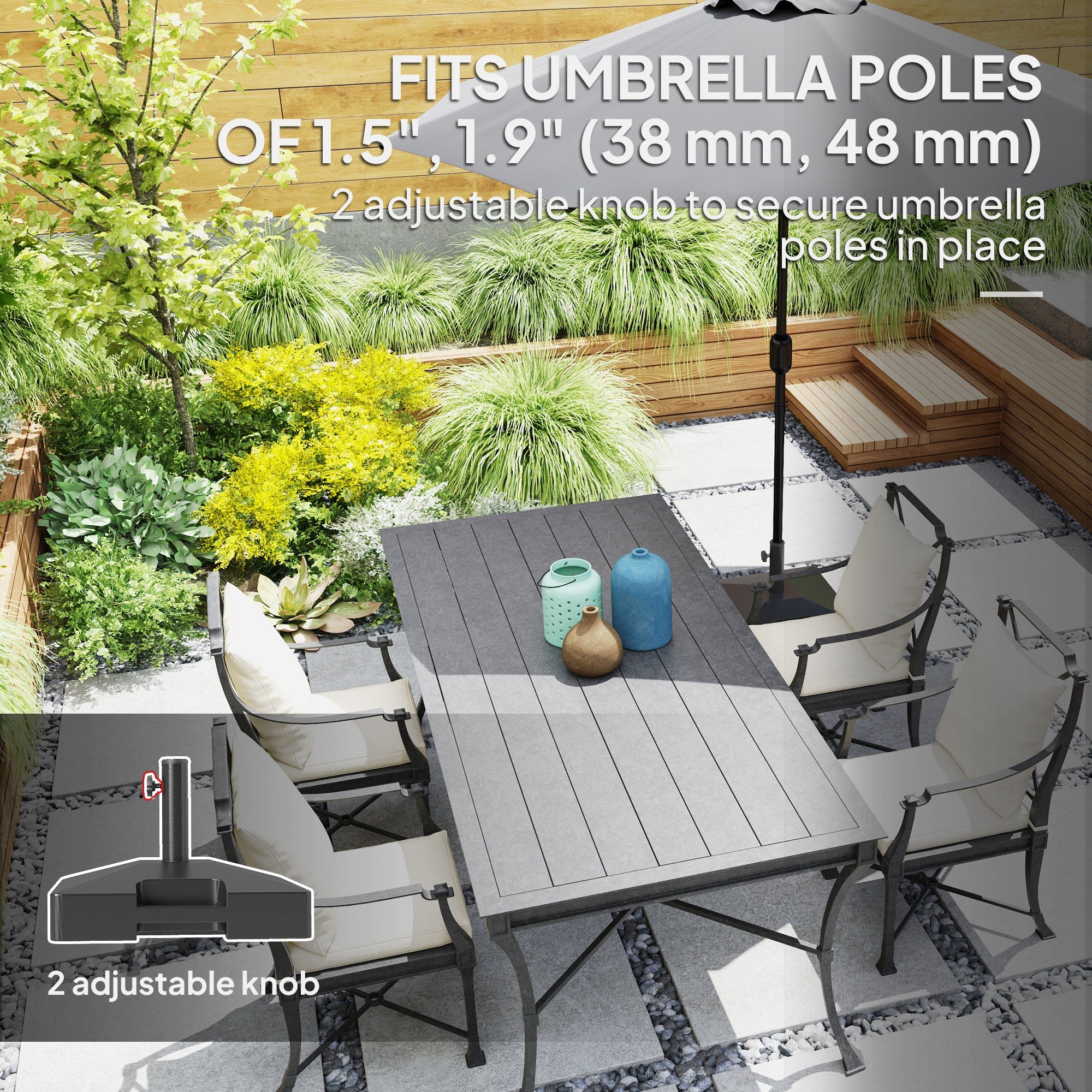 Outsunny Patio Umbrella Base with Wheels Handle, Heavy Duty Outdoor Umbrella Stand Base, Filled Up to 73lbs with Stand or 57lbs with Water for Garden, Poolside, Black