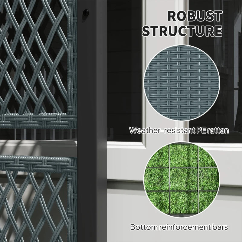 Wicker Outdoor Planter with Trellis, 58" Standing Garden Bed with Liner, Drainage Holes for Climbing Plants, Dark Grey