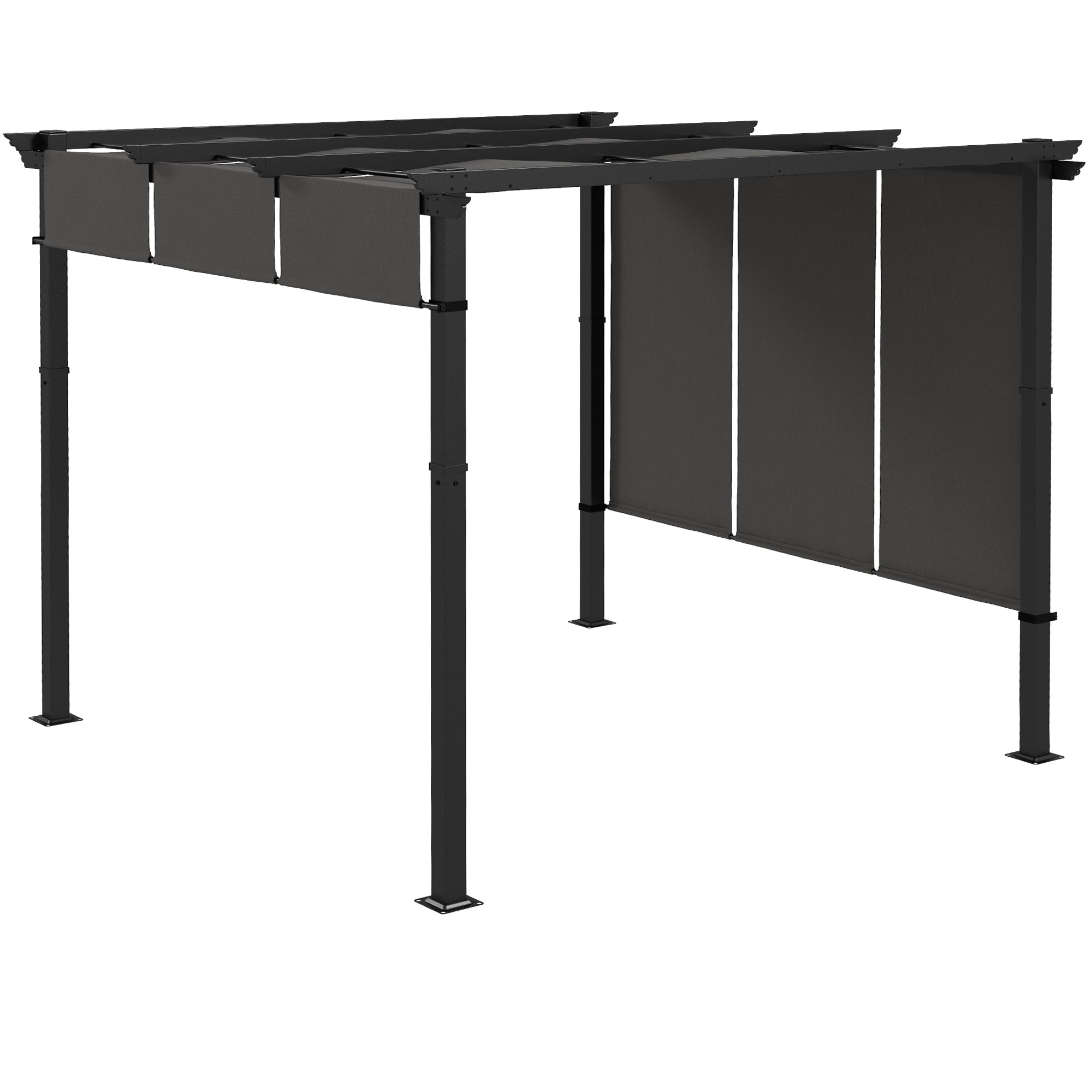 Outsunny 10' x 10' Metal Pergola, Outdoor Pergola with Retractable Canopy, for Garden, Patio, Backyard, Deck, Charcoal Grey