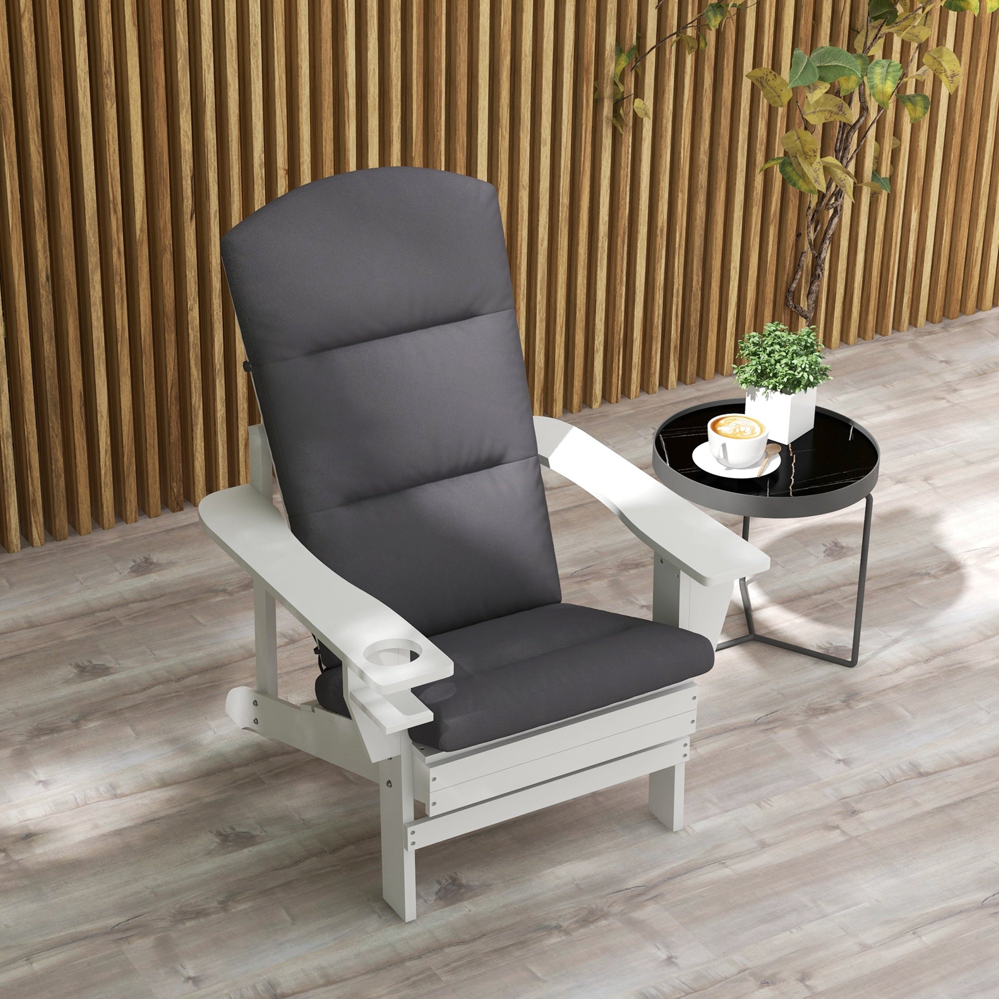 Outsunny Adirondack Patio Chair Cushion Replacement with Back and Ties Grey