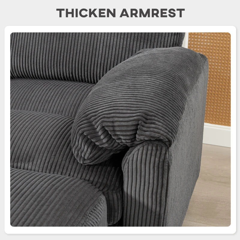 Modular Sectional Sofa, Oversized U-Shaped Couch with Spring Cushion, Corduroy Sofa for Living Room, Charcoal Grey