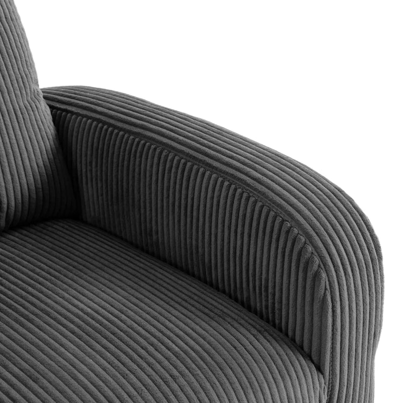 360° Swivel Accent Chair, Modern Armchair with Thick Cushion & Corduroy Upholstery – Dark Grey