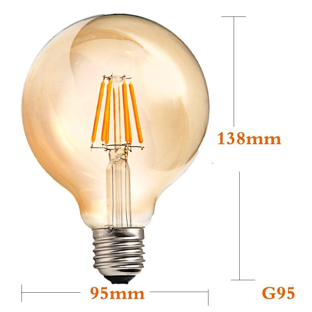 G95 E26 8W LED Edison Bulb Dimmable~1042