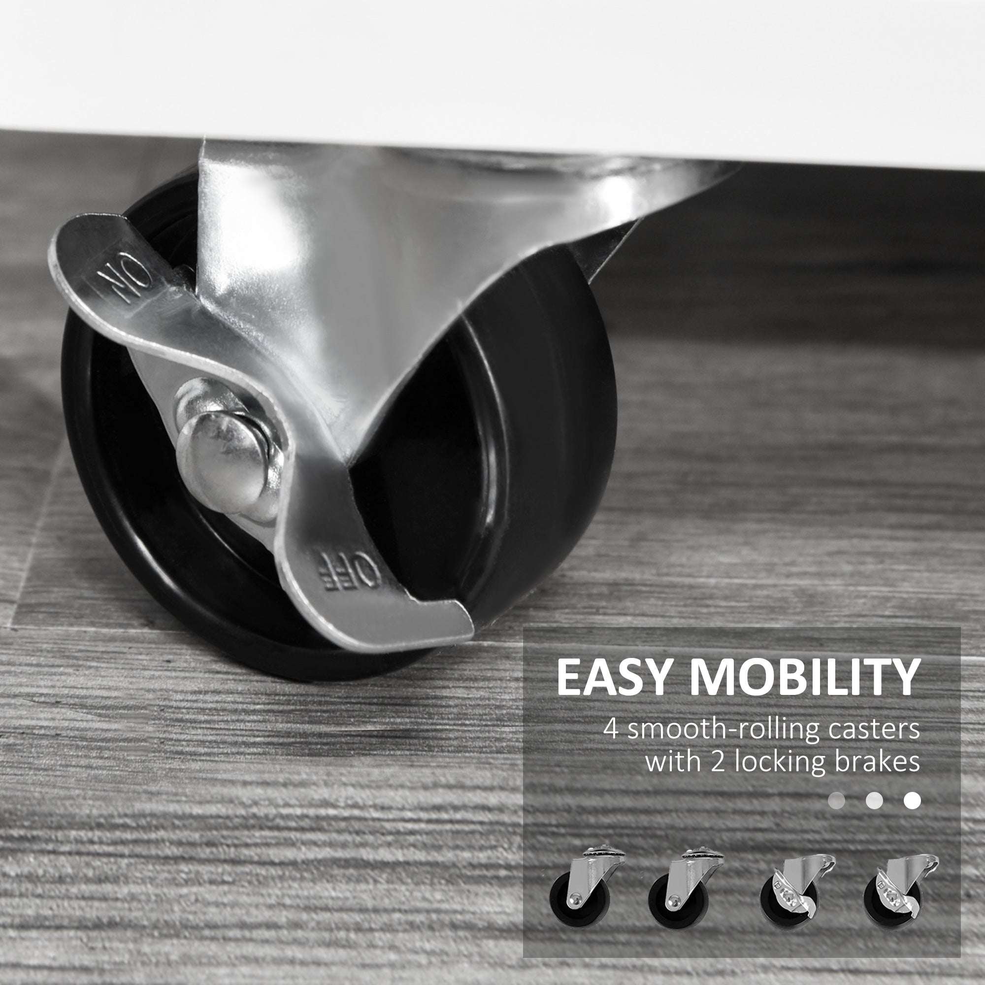 HOMCOM Mobile Printer Stand: File Cabinet with Lockable Drawer & Casters for Home Office, White