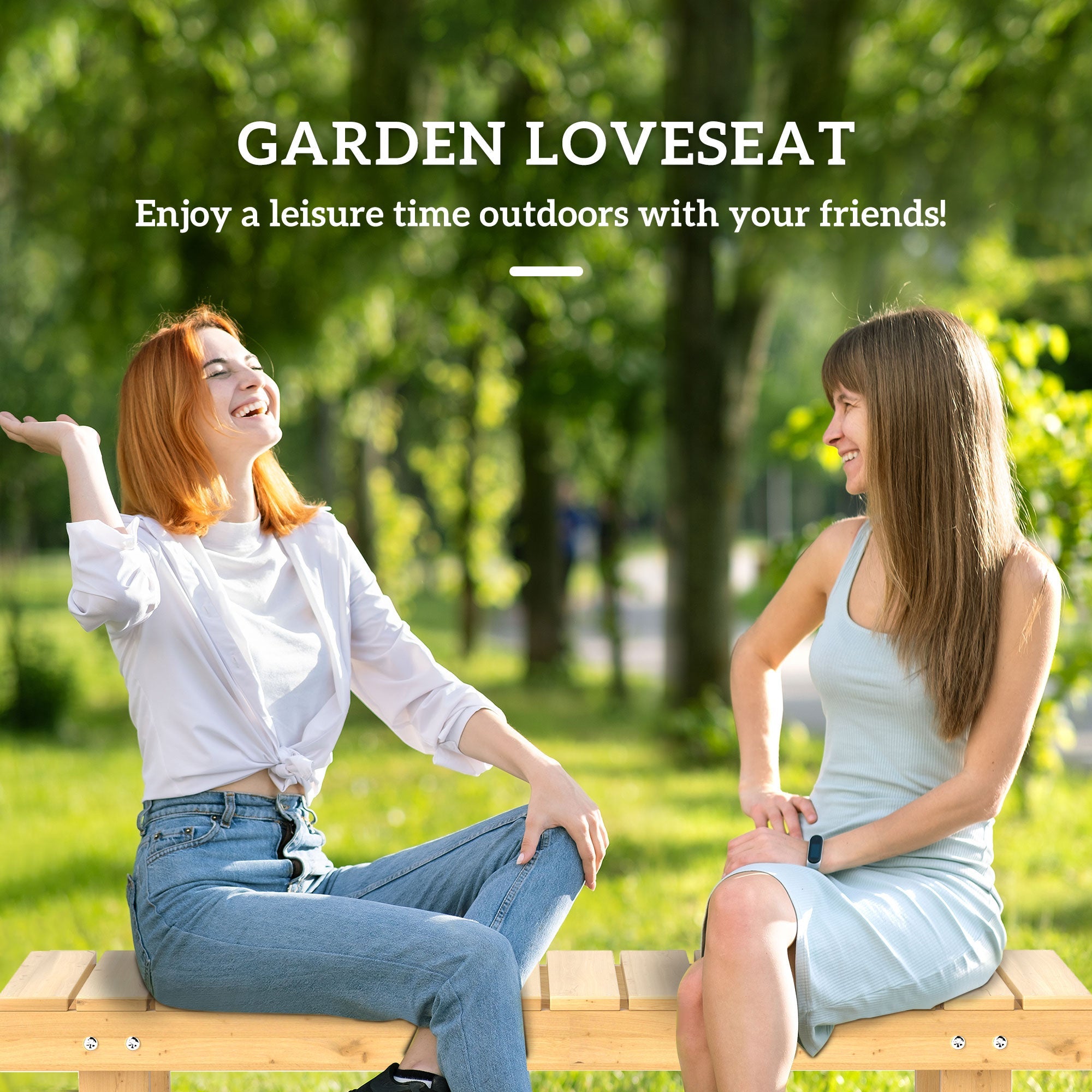 Outsunny 43.25" Outdoor Wood Garden Bench Backless Patio Fir Wood Loveseat Backyard Park Double Seat 2 Person