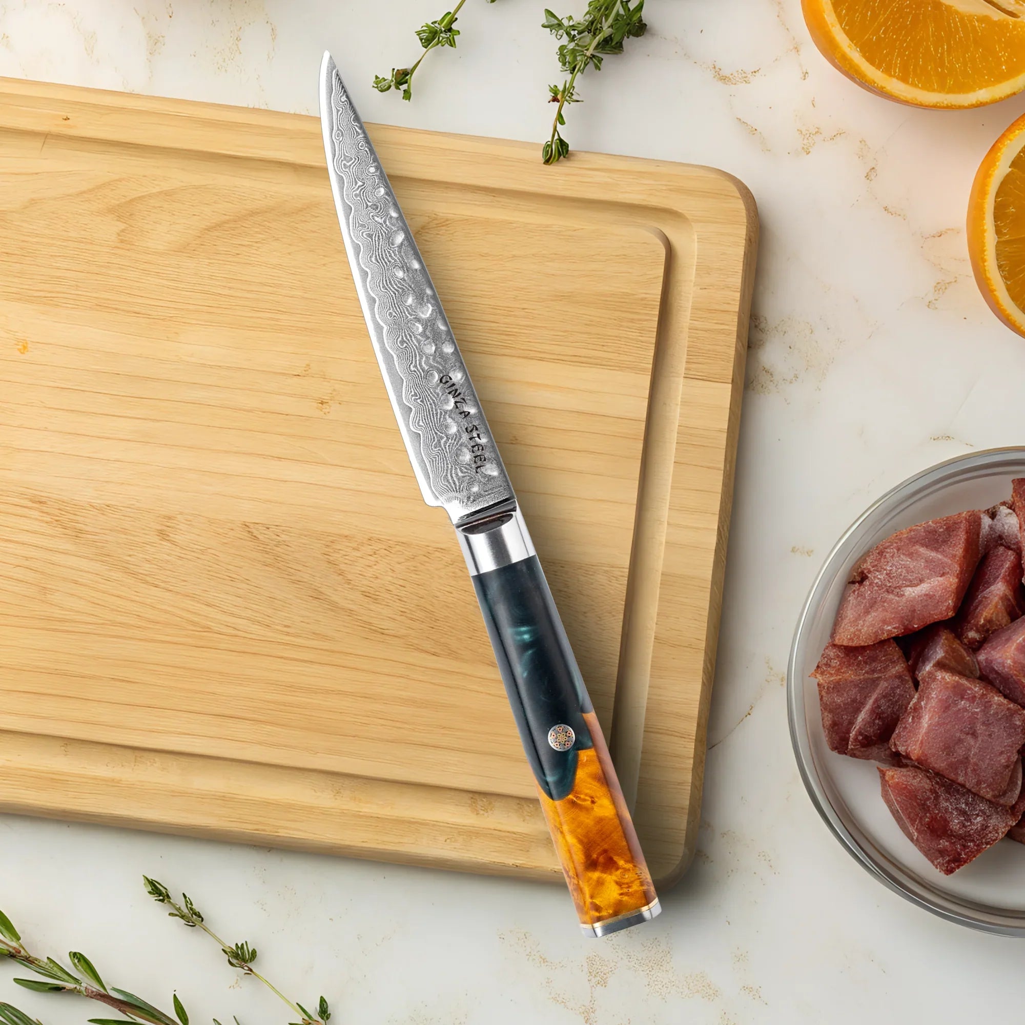 Kaze Katana 6″ Utility Knife | Damascus Steel by Ginza Steel