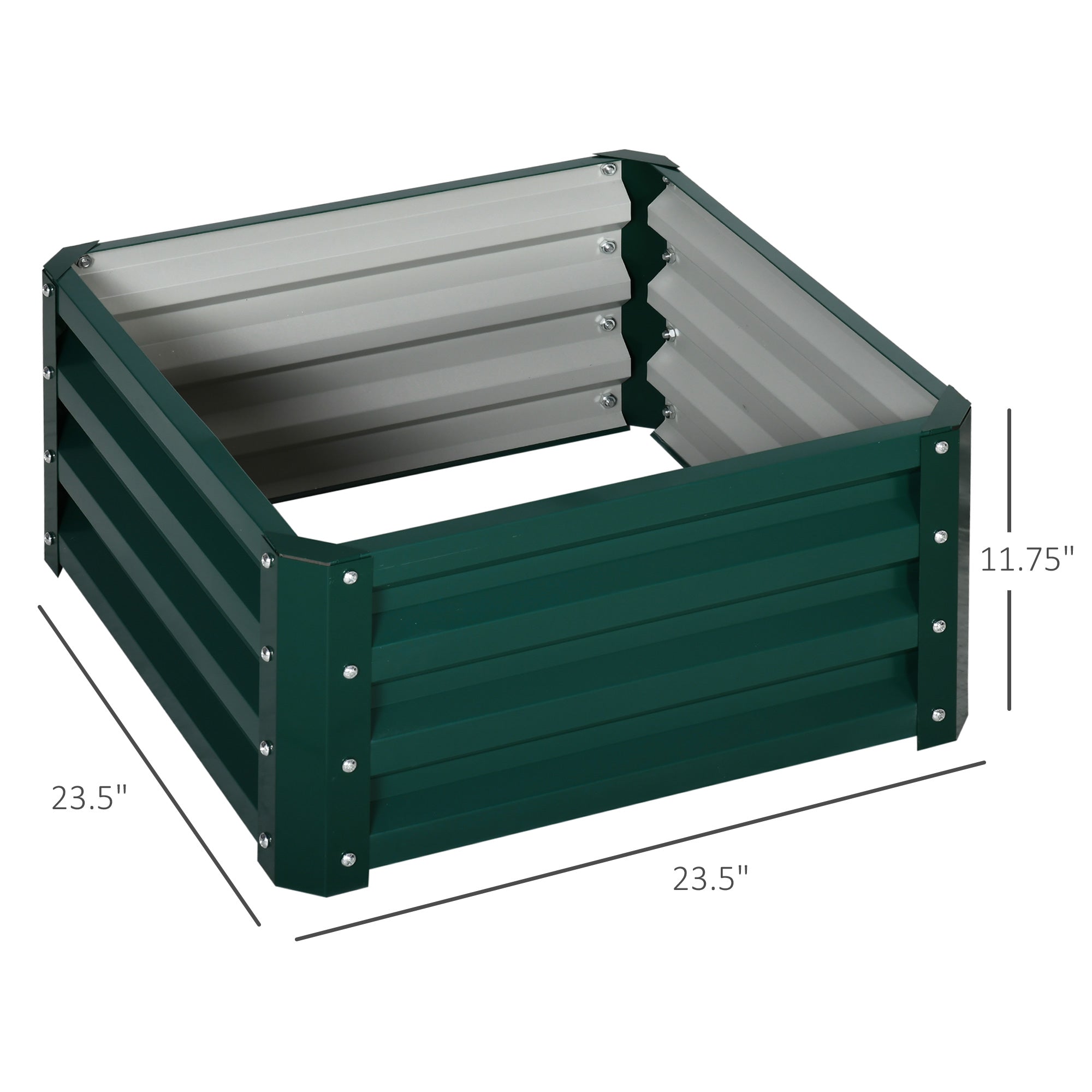 Outsunny 2' x 2' Raised Garden Bed 2-Pieces with Color Steel Frame for Vegetables Flowers Herbs Green
