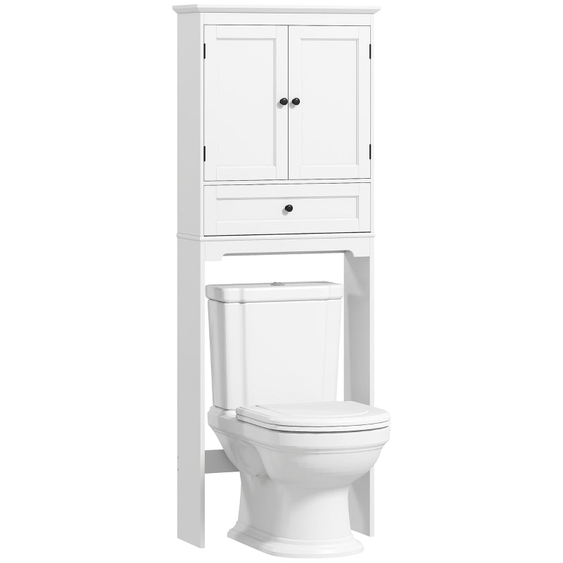 Over The Toilet Storage, Modern Bathroom Cabinet Over Toilet with Drawer, Cabinet and Adjustable Shelf, White