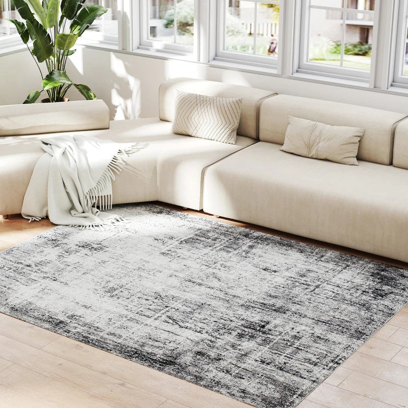 Area Rug for Living Room 5x7, Modern Abstract Machine Washable Rug, Non-Slip Carpet for Bedroom, Dining Room, Grey