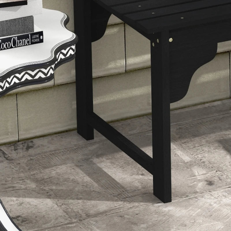 Wooden Garden Bench, Patio Double Park Bench with Slatted Seat, Front Porch Backless Bench, Black