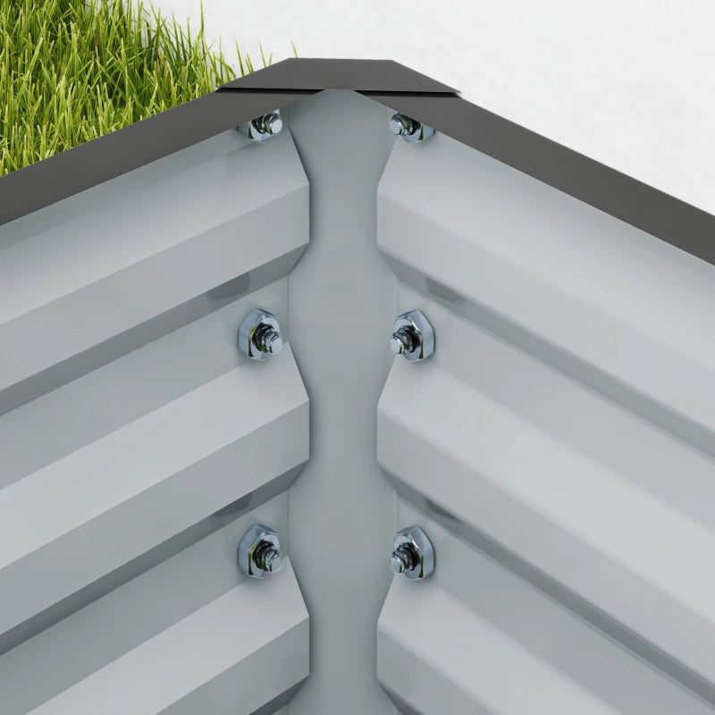 Galvanized Raised Garden Beds, Outdoor Planter Box, Set of 2, for Flowers, Herbs and Vegetables, Light Grey