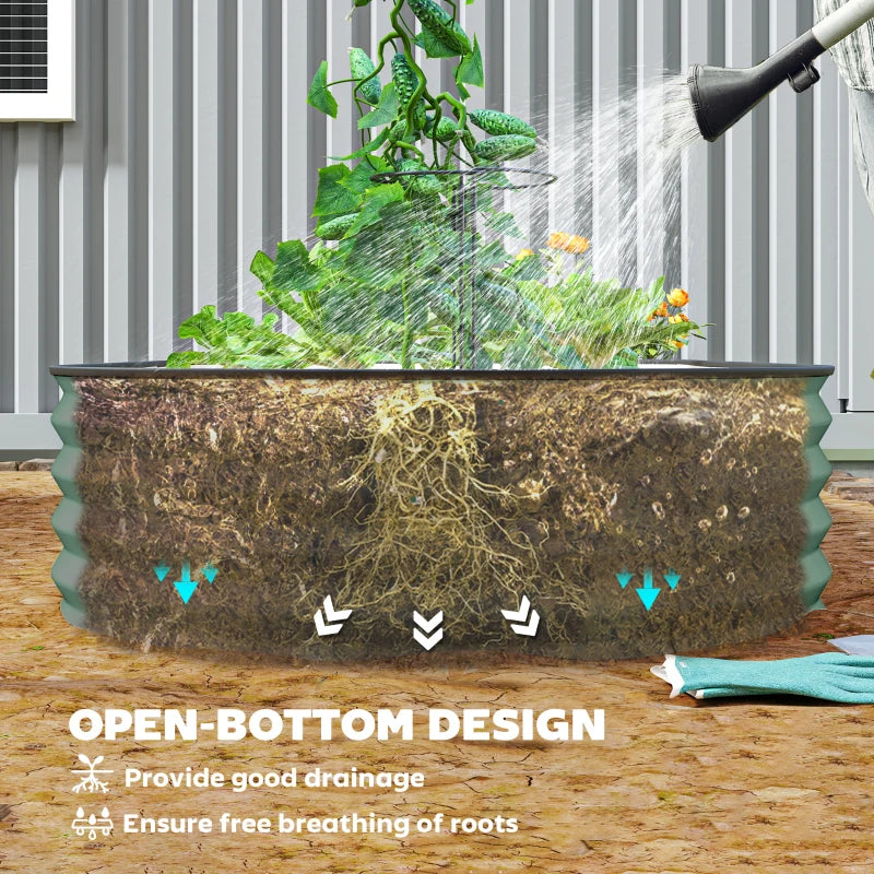 6' x 3' x 1' Large Outdoor Planter Box, Galvanized Raised Garden Bed with Metal Plant Stake, Light Green