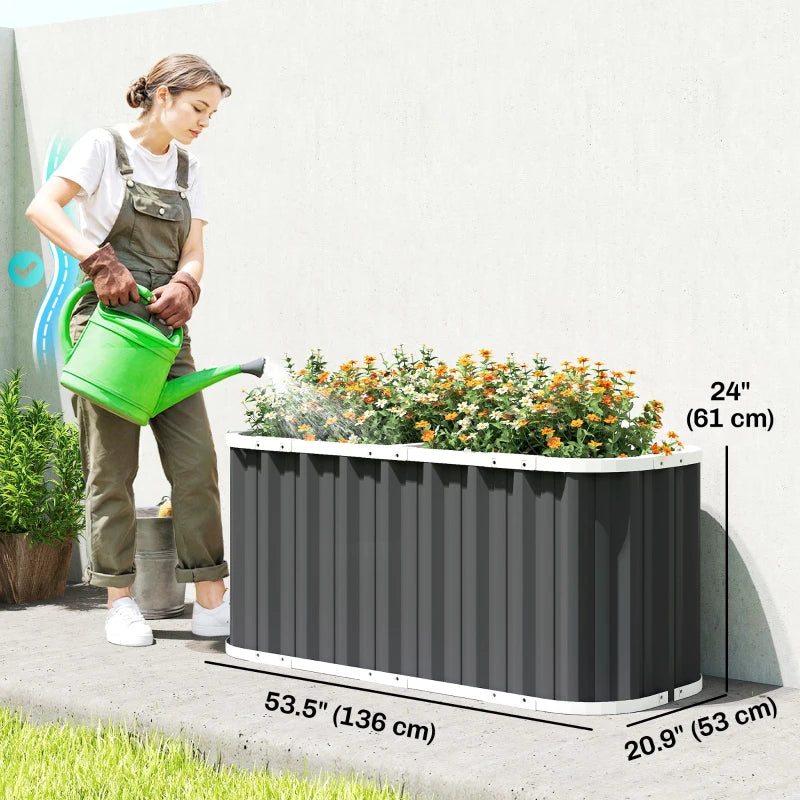Galvanized Raised Garden Bed, Deep Rot Planter Box, Outdoor Garden Bed with Plant Labels, 5' x 2' x 2', Dark Grey