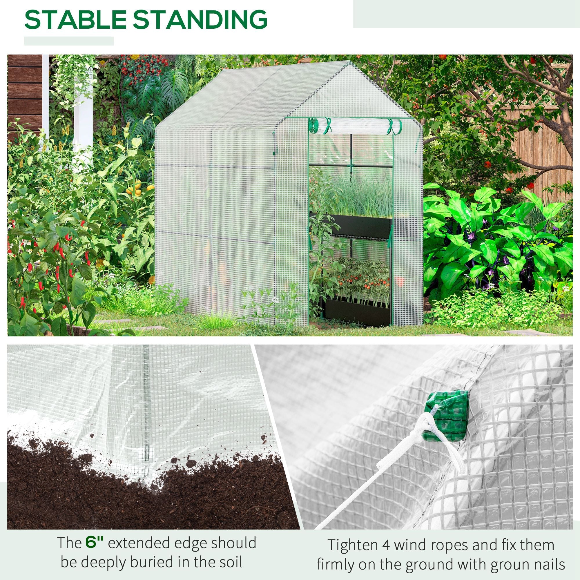 Outsunny Walk-in Grow Sanctuary: 73"x47"x75" Outdoor Portable Bloom Flower Warm Abode Tunnel Shed White