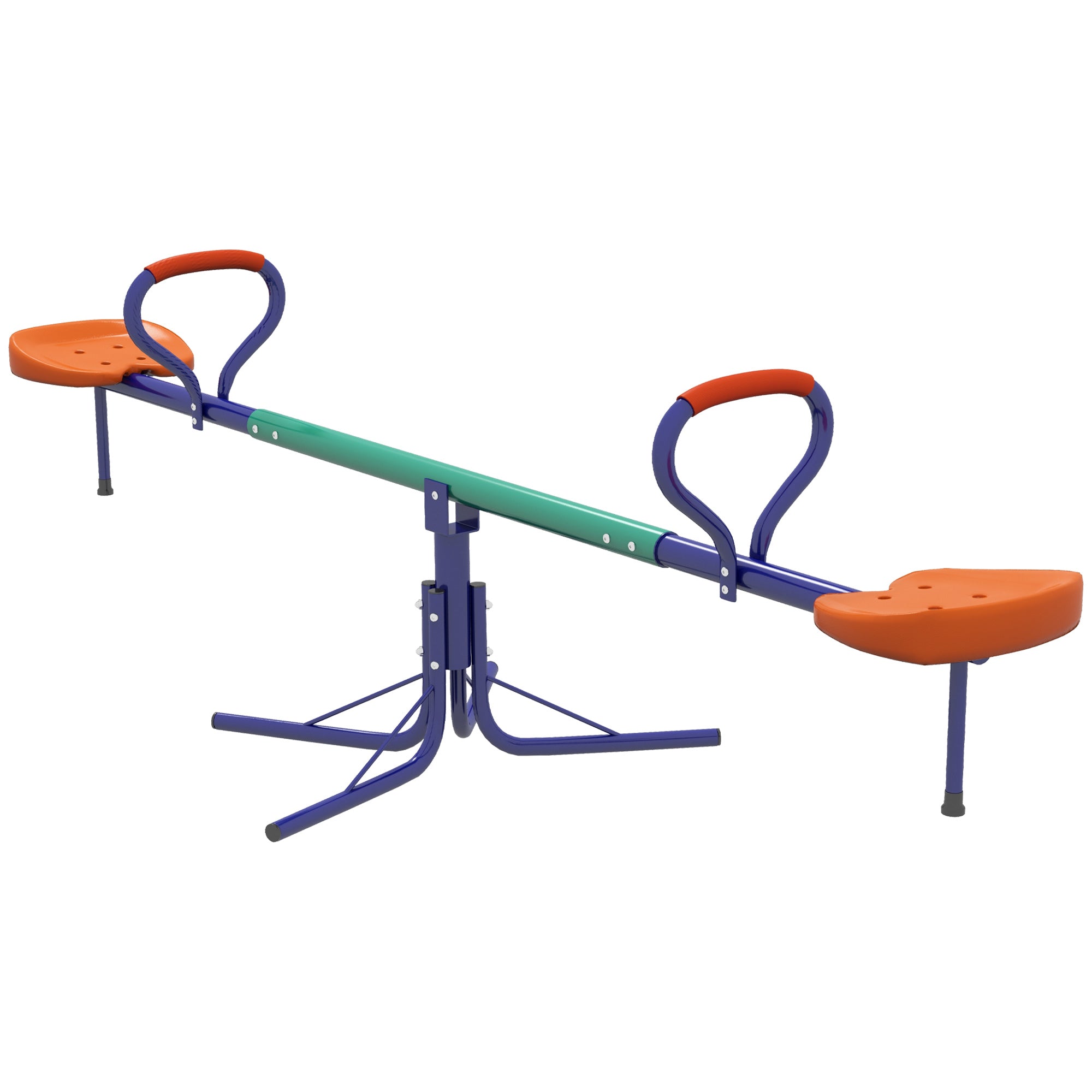 Outsunny Kids Seesaw Swivel with 360 Degrees Rotating, Outdoor Playground Equipment for Backyard, Playground, Multicoloured