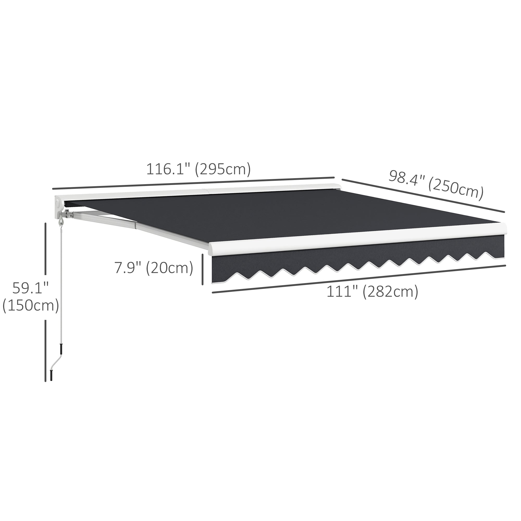 Aosom Motorized Patio Awning 10'x8' - Electric Retractable Sunshade with Remote, Aluminum Frame for Door & Window