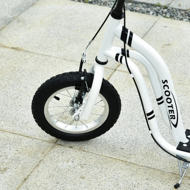 Aosom Dual Brakes Kick Scooter 12-Inch Inflatable Front Wheel Ride On Toy for Age 5+, White