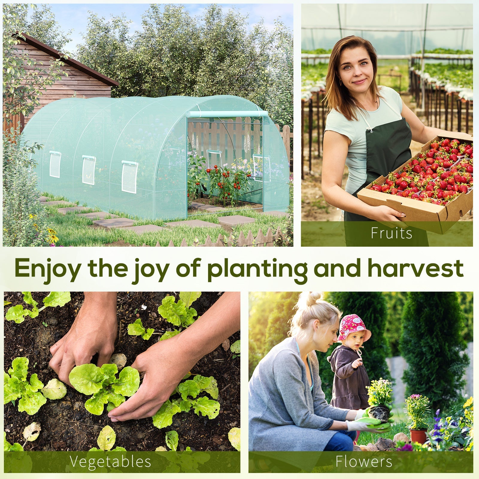 Outsunny 20x10x7ft Heavy Duty Walk-in Greenhouse, Outdoor Backyard Seed Plant Vegetables Growing Warm House, Flower Polytunnel Shelter