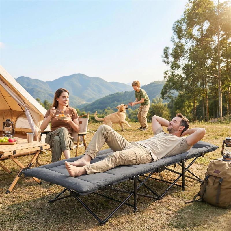 Camping Cot for Adults with Padded Cushion, 31.5" Wide Folding Bed with Carry Bag and Non-Slip Feet, Grey