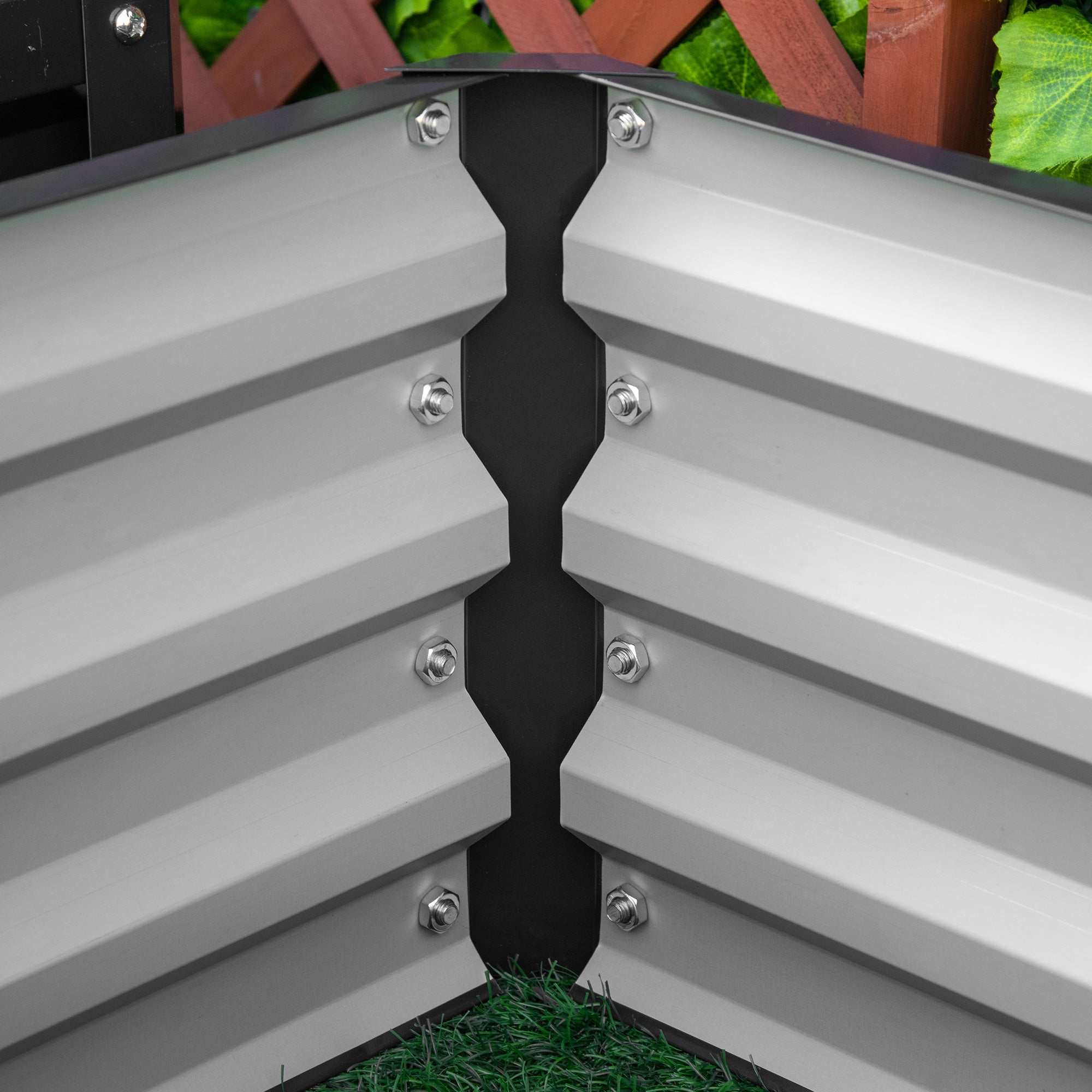 Outsunny 2' x 2' Raised Garden Bed 2-Pieces with Color Steel Frame for Vegetables Flowers Herbs Grey