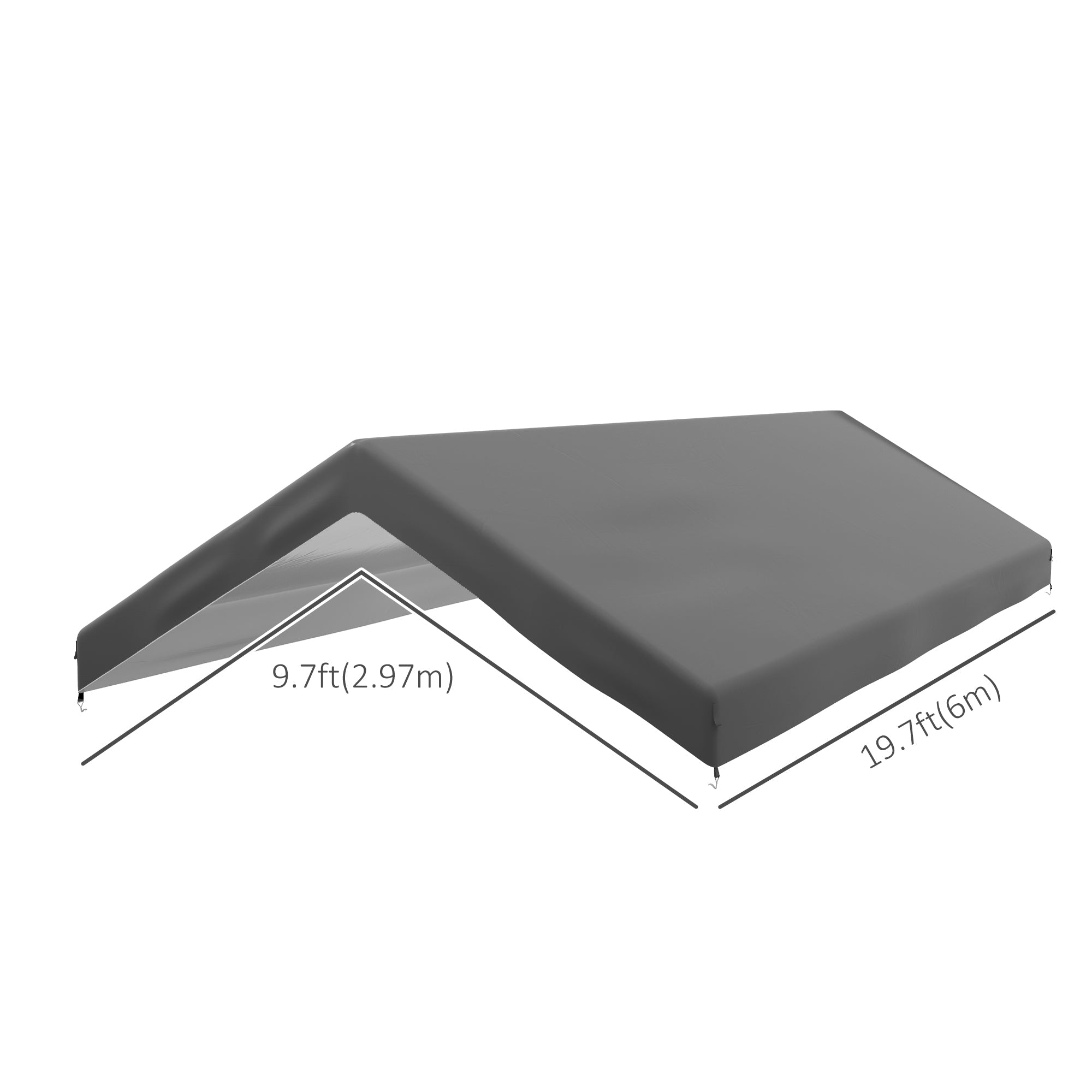 Outsunny 10 x 20ft Carport Replacement Canopy, UV Resistant Garage Car Cover with Ball Bungee Cords, Dark Grey