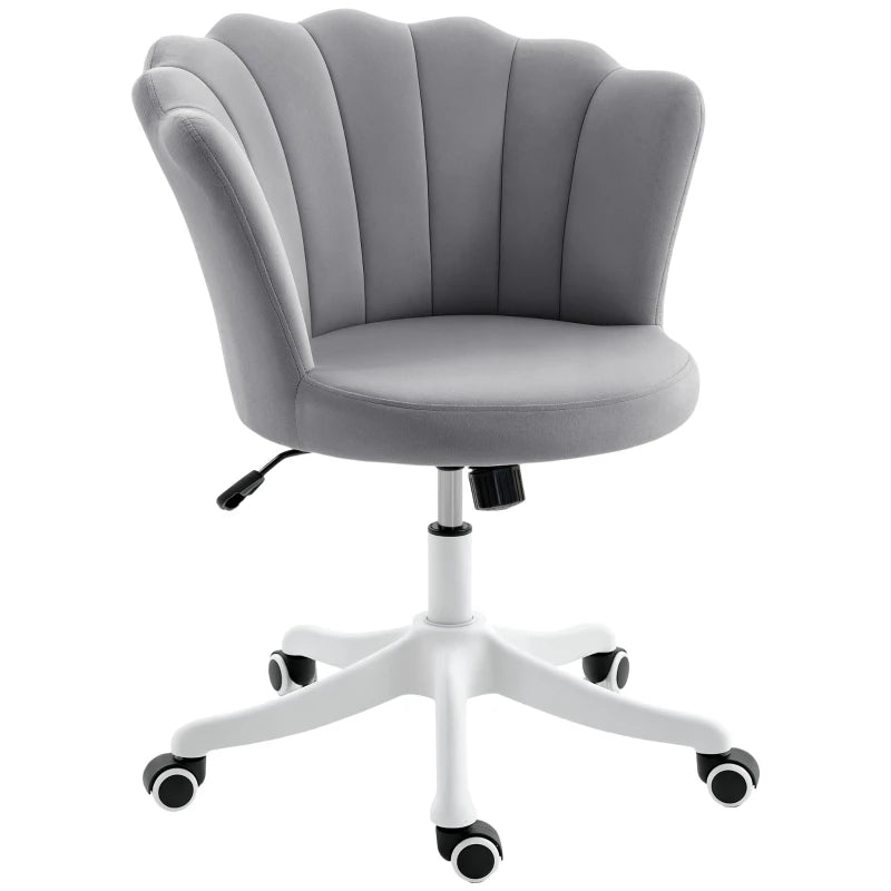 Office Chair, Armless Swivel Desk Chair with Adjustable Height, Backrest, Tilt Function for Office, Vanity, Grey
