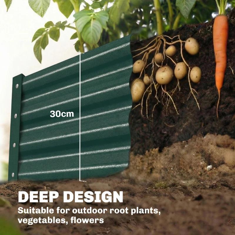8 x 4 x 1ft Galvanized Raised Garden Bed, Reinforced Outdoor Planter Box with Open Bottom, Green