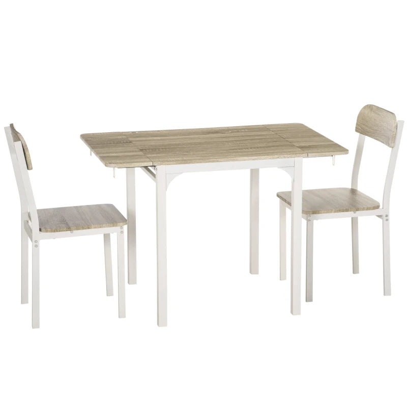 Foldable Dining Table Set for 2, Drop-Leaf Kitchen Table with 2 Chairs for Apartments, Studios, Natural Drop-leaf Dining Table Set Includes 2 Chairs