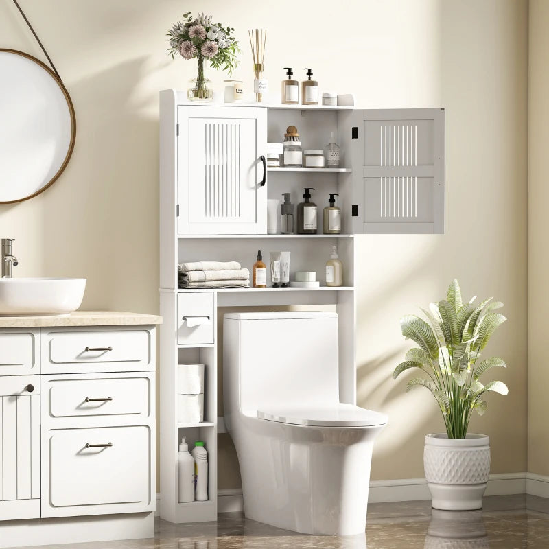 Over the Toilet Storage Cabinet, Bathroom Organizer with Adjustable Shelf, Toilet Paper Holder for Bathroom, Laundry