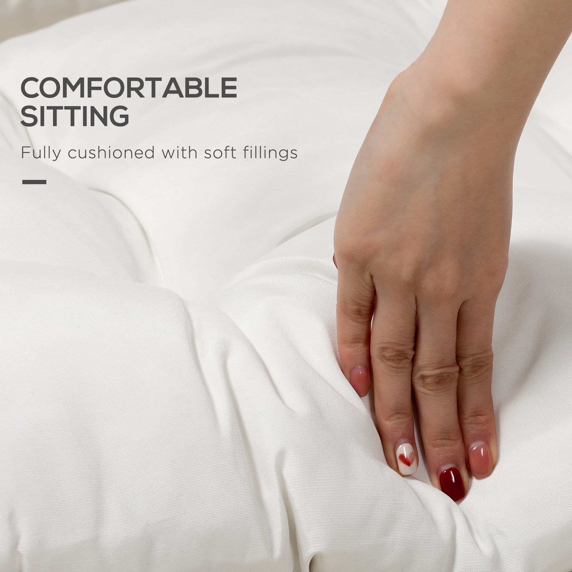 Outsunny 2-Piece Patio Bench Cushion Set Replacement Outdoor Loveseat Seat Pad Cream White 43" x 19" x 3"