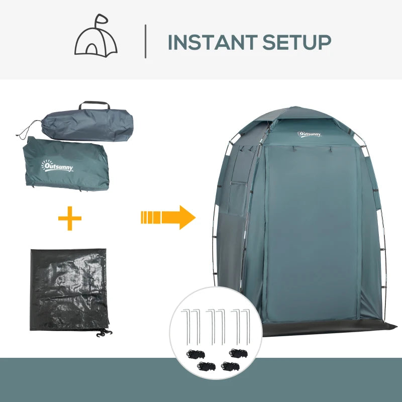 60" x 60" x 82" Shower Tent Extra Wide Changing Room Privacy Portable Camping Shelters with Windows & Floor Mat, Green