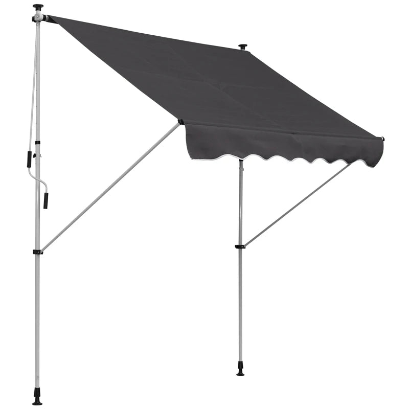 6.6'x5' Manual Retractable Patio Awning Window Door Sun Shade Deck Canopy Shelter Water Resistant UV Protector Grey
