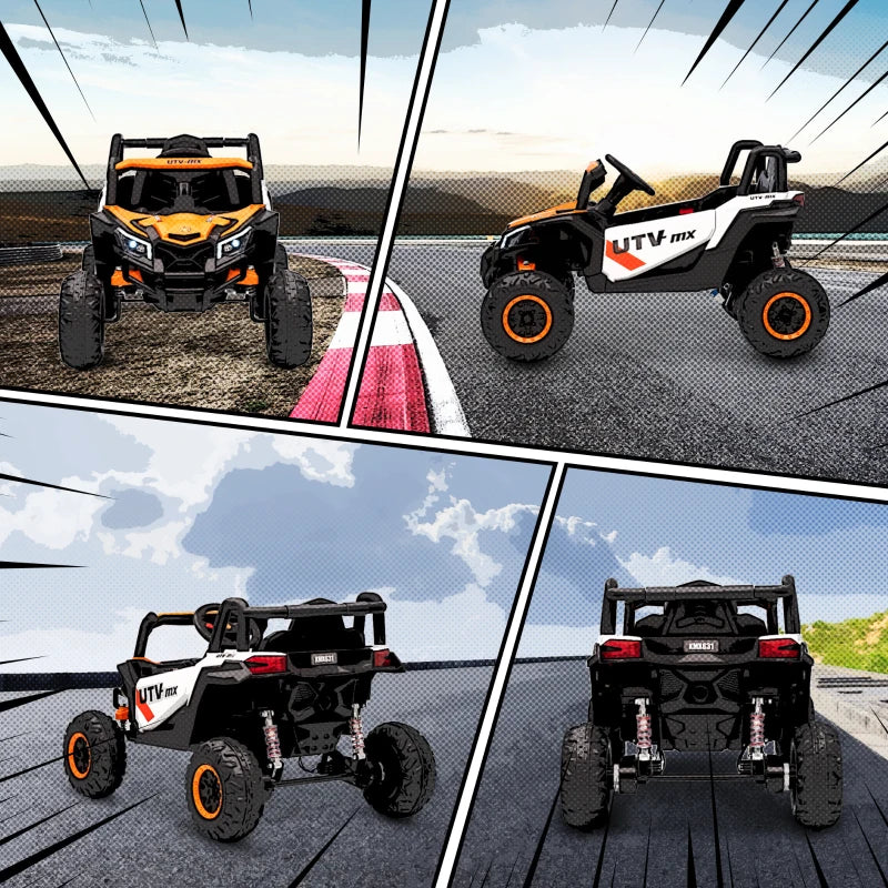 Qaba 12V Kids Ride On Car with Remote Control, Battery Powered Electric UTV with Spring Suspension for Aged 3-5 Years, Orange