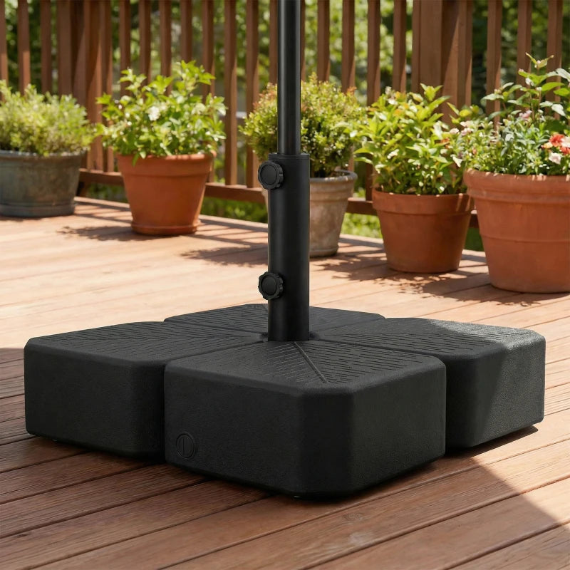 Patio Umbrella Base with Wheels & Brake Heavy Duty Outdoor Umbrella Stand Holder for for 1.5"/1.9" Poles Black