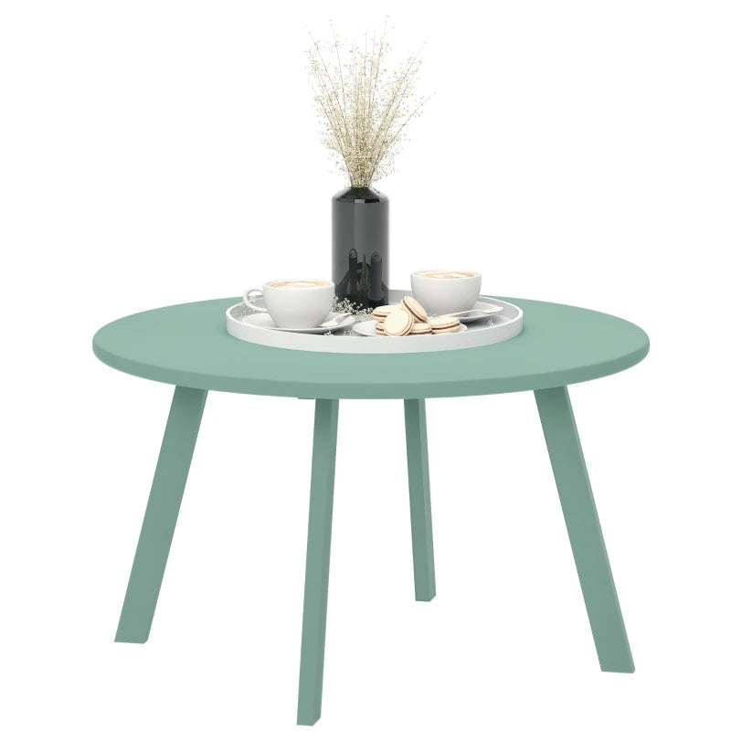 Round Outdoor Side Table, Patio Coffee Table with Metal Frame and Non-Slip Foot Pads, Green