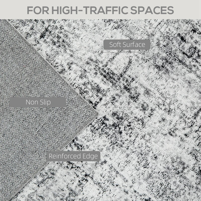 Area Rug for Living Room 5x7, Modern Abstract Machine Washable Rug, Non-Slip Carpet for Bedroom, Dining Room, Grey