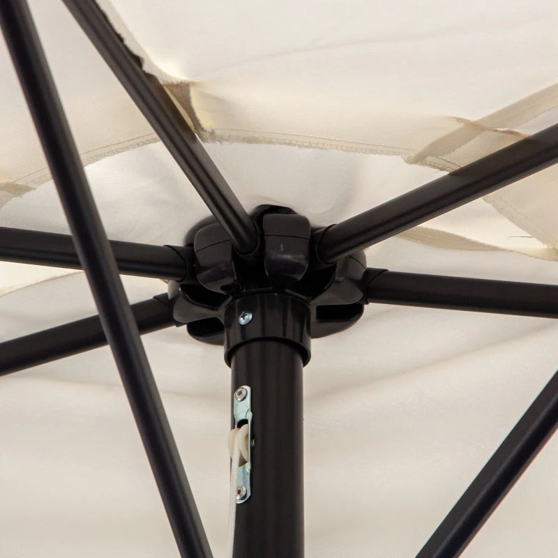 9.8ft Half Umbrella Semi Round Patio Parasol with Crank Handle, Top Vent for Garden, Balcony- NO BASE INCLUDED, Cream