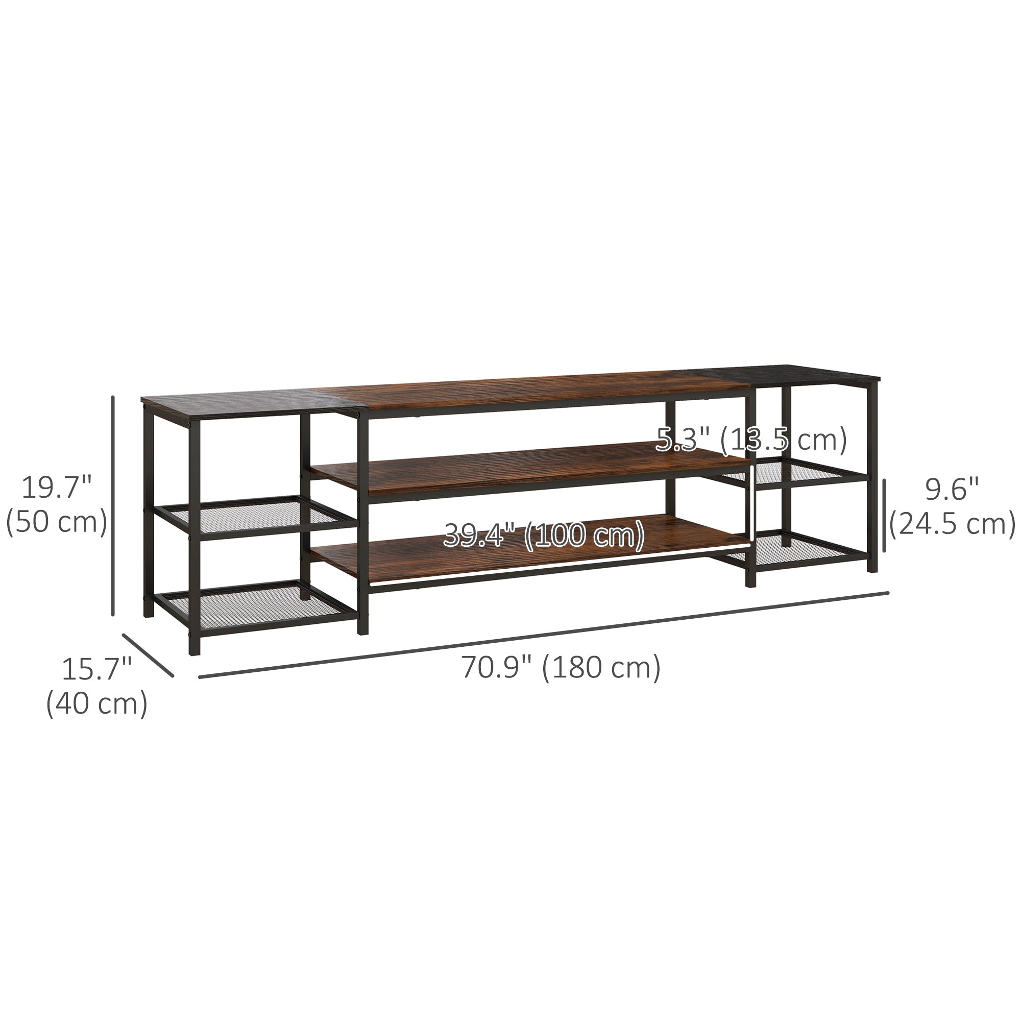 HOMCOM TV Stand: For 80" Screens, Industrial Design, Storage Shelf, Steel Frame, Living Room