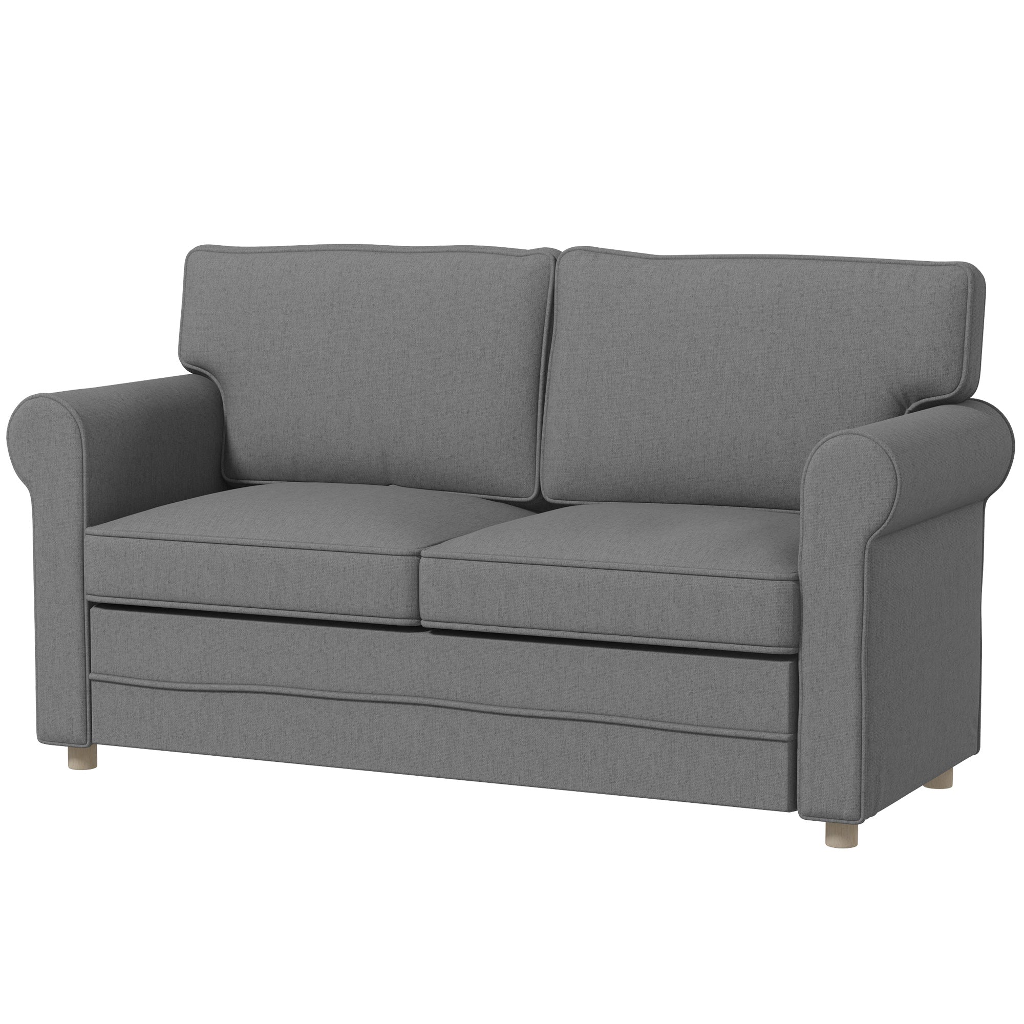 HOMCOM 59" Loveseat Sofa for Bedroom Modern Love Seats Furniture Upholstered 2 Seater Couch with Solid Steel Frame Dark Grey