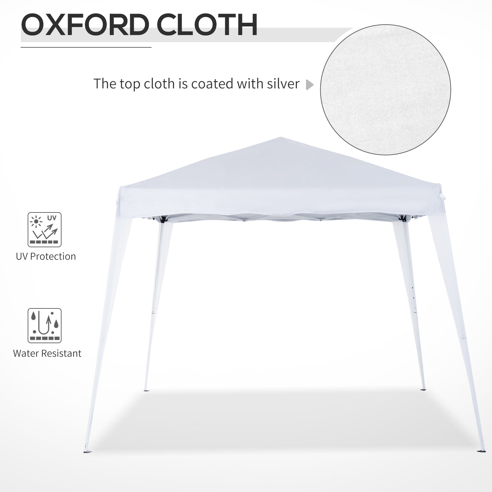 Outsunny 8' x 8' Pop Up Canopy, Outdoor Foldable Tent, Portable Canopy Tent with Carrying Bag for Camping, Party, Picnic, White
