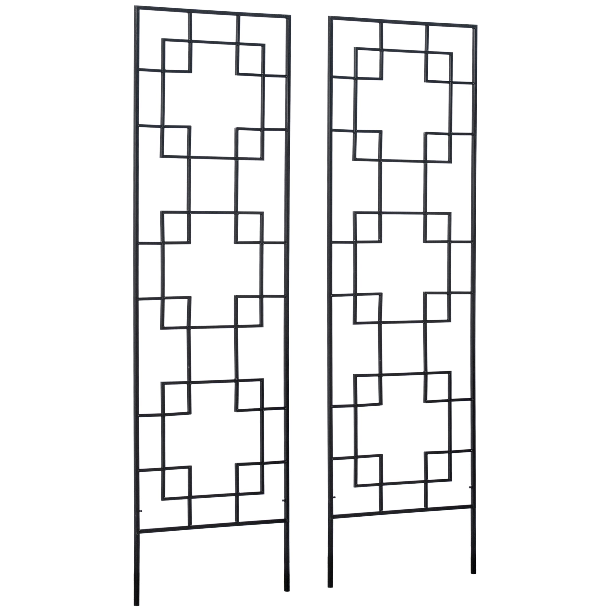 Outsunny 2 Pack Garden Trellis for Climbing Plants, Outdoor Metal Grid Panels for Roses, Vine Flower, Cucumber, Clematis, 72" Tall