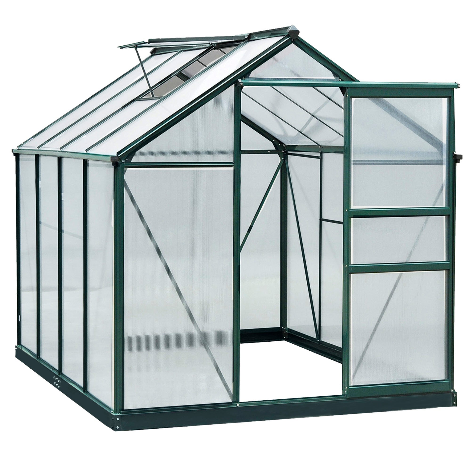 Outsunny 6.2' x 8.3' x 6.6' Clear Polycarbonate Greenhouse, Large Walk-In Green House Garden w/ Grow Galvanized & Base Aluminium Frame