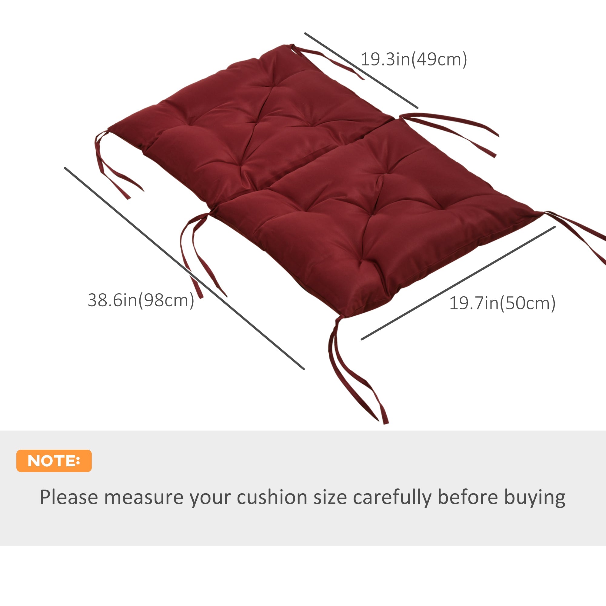 Outsunny Garden Chair Cushions Set of 2 Comfortable Seat Pads with Backrest Ideal for Sunbeds & Rocking Chairs Wine Red